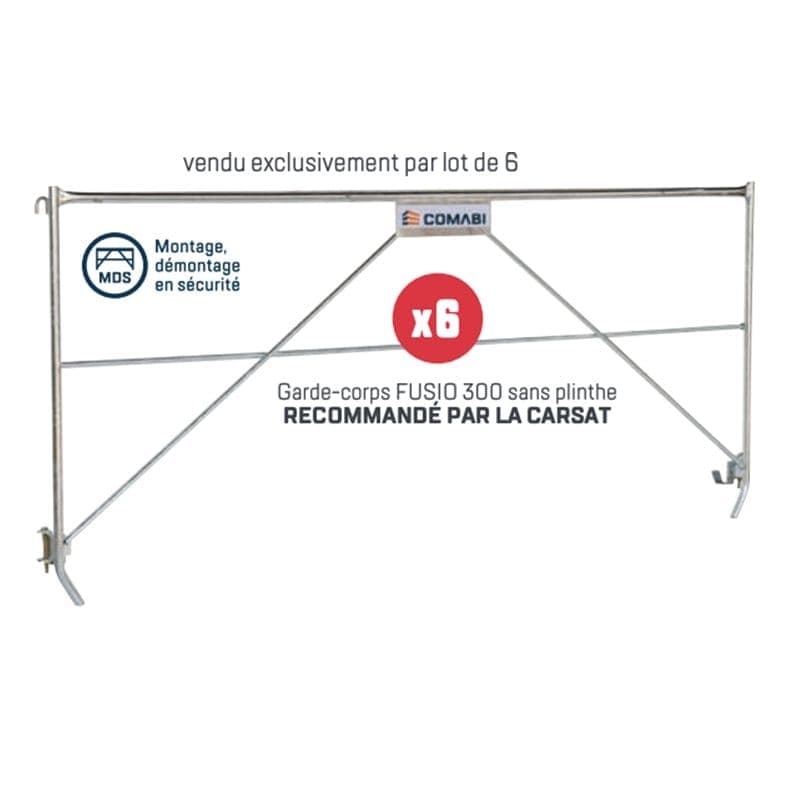Lot de 6 garde-corps échafaudage Fusio 3,00 m pour R200