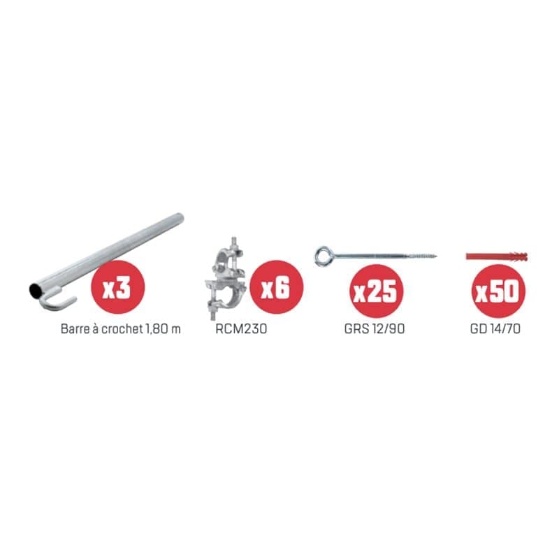 Lot de 3 amarrages Anneau pour échafaudage R200