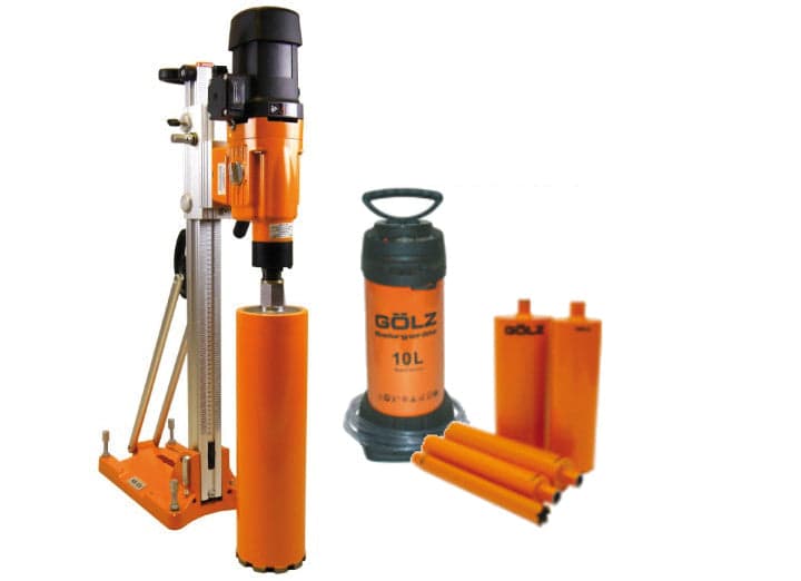 Carotteuse Gölz SD300 – Ø jusqu’à 350 mm + 3 Couronnes + Pulvérisateur 10 L